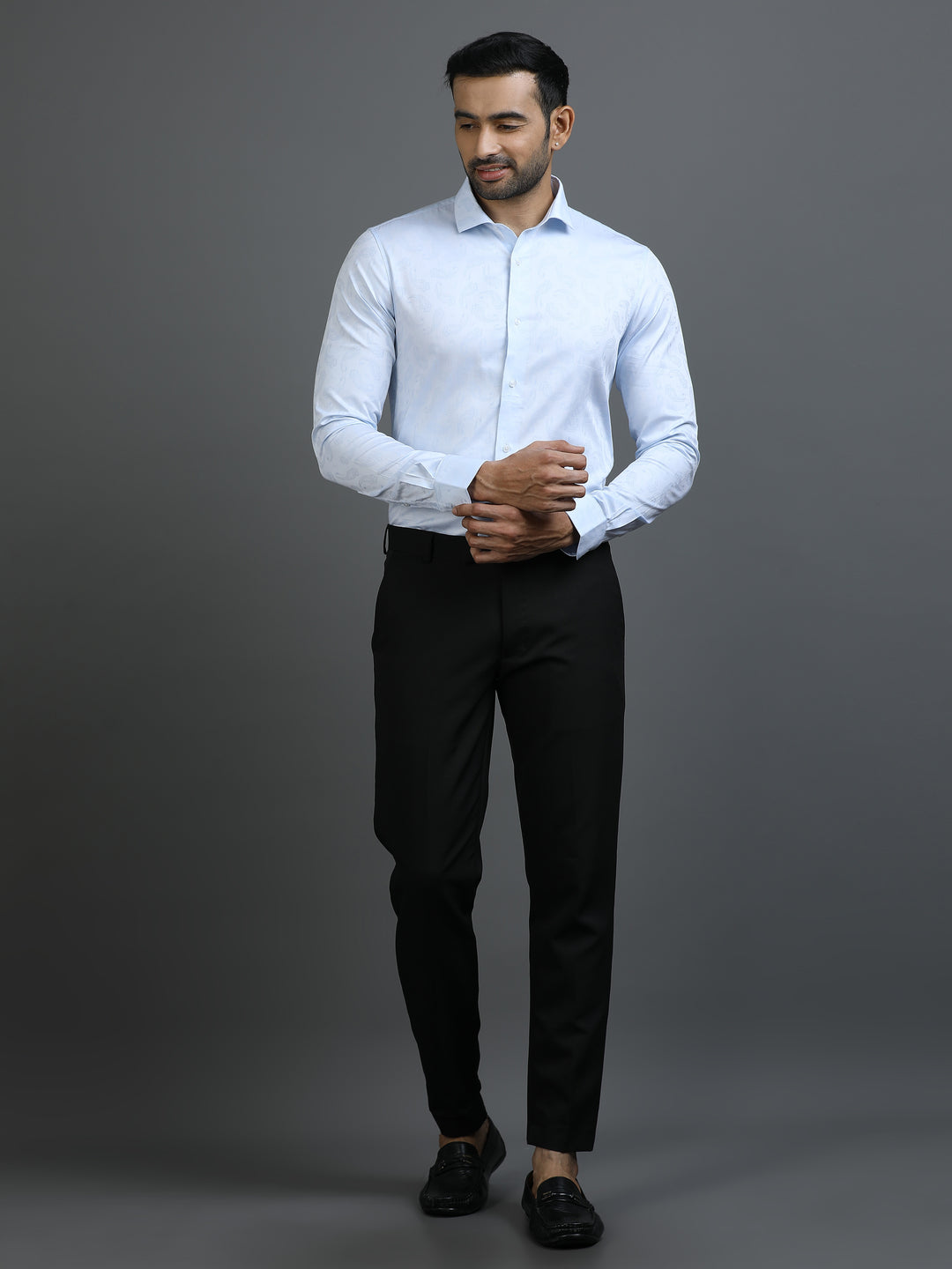 Blue Jacquard Giza Shirt