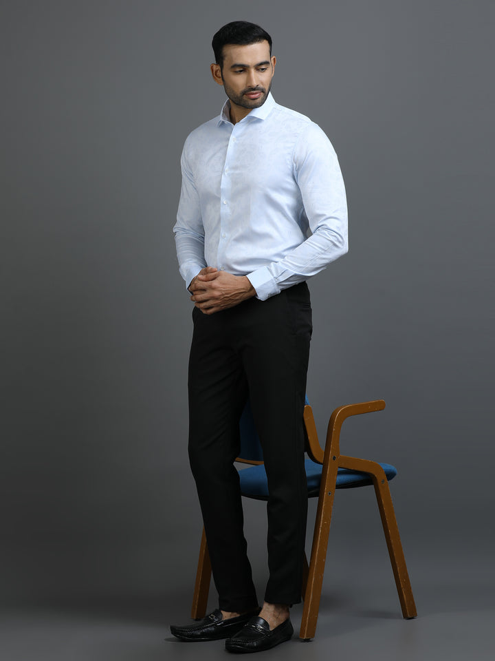 Blue Jacquard Giza Shirt