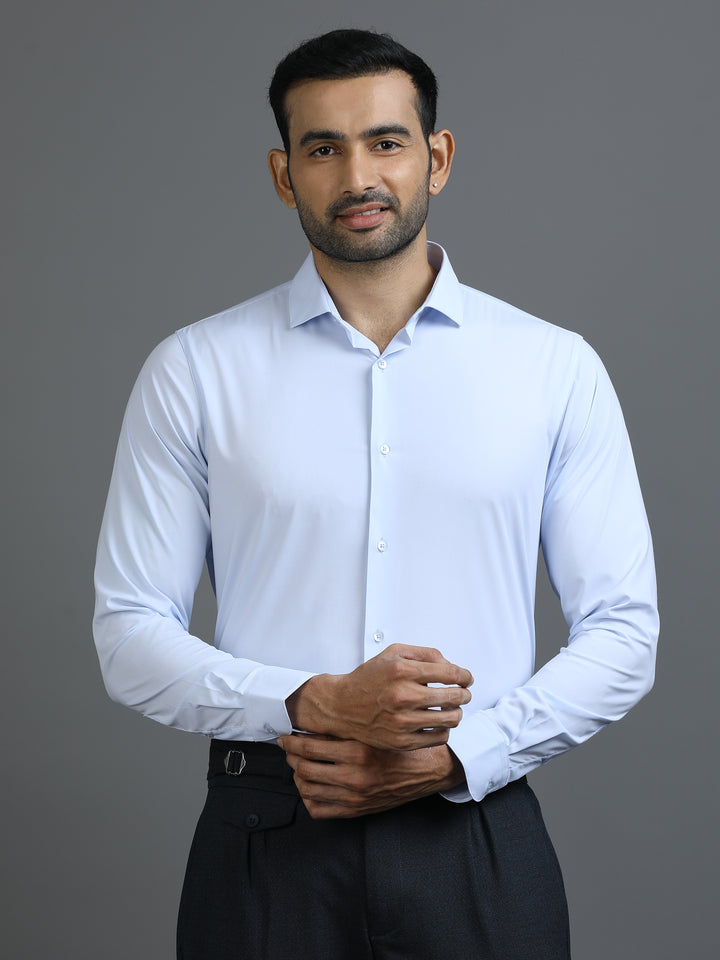 Solid Blue Giza Cotton Shirt