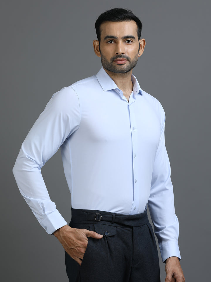 Solid Blue Giza Cotton Shirt