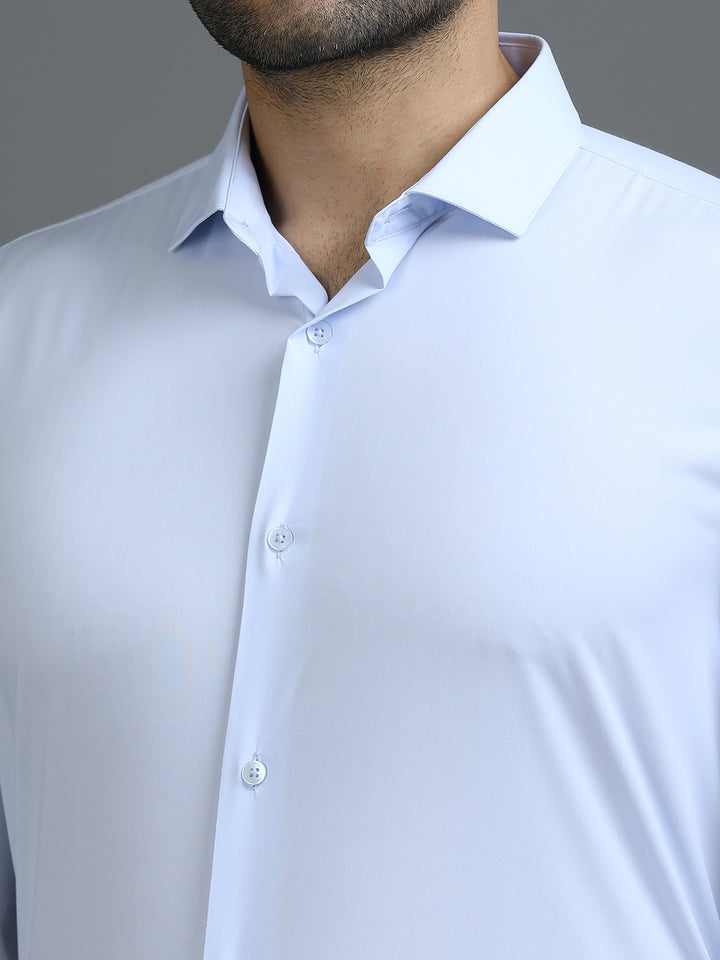 Solid Blue Giza Cotton Shirt