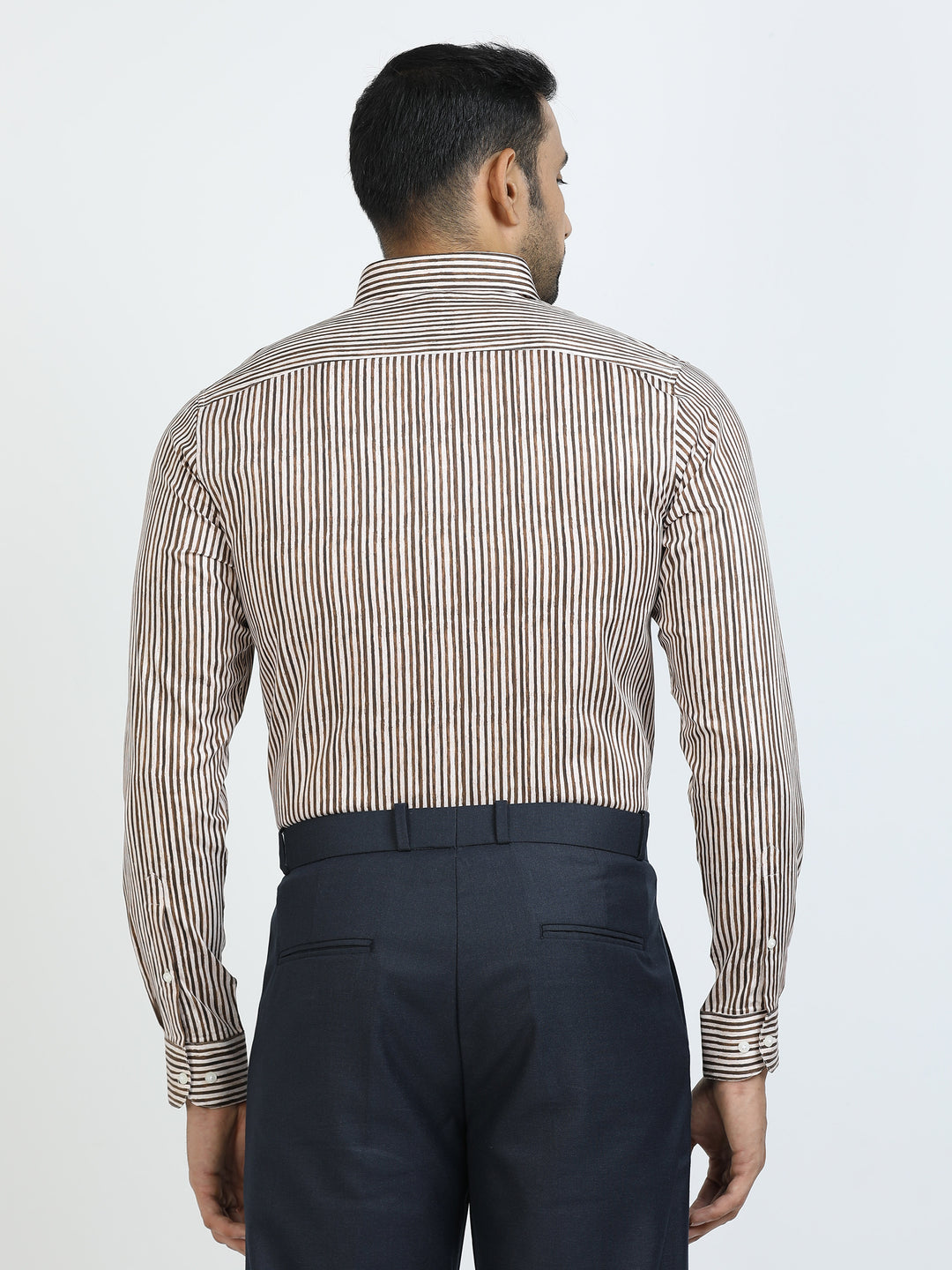 Brown vertical Stripes Giza Shirt