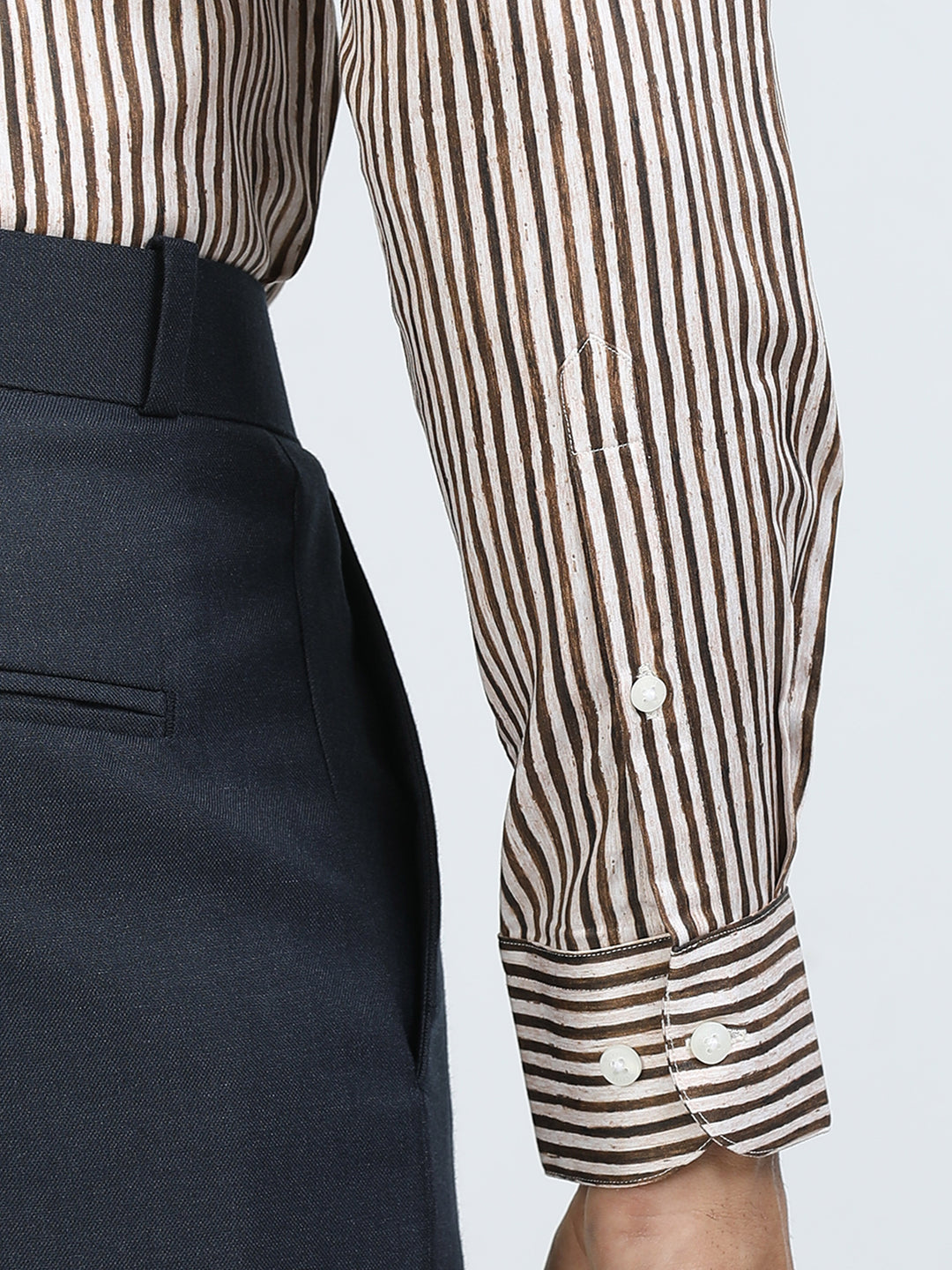 Brown vertical Stripes Giza Shirt