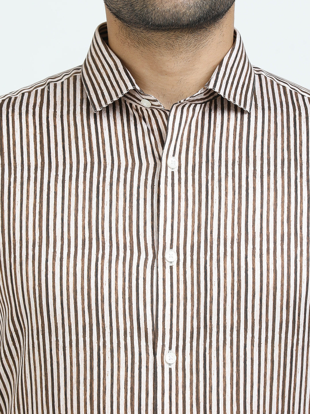 Brown vertical Stripes Giza Shirt