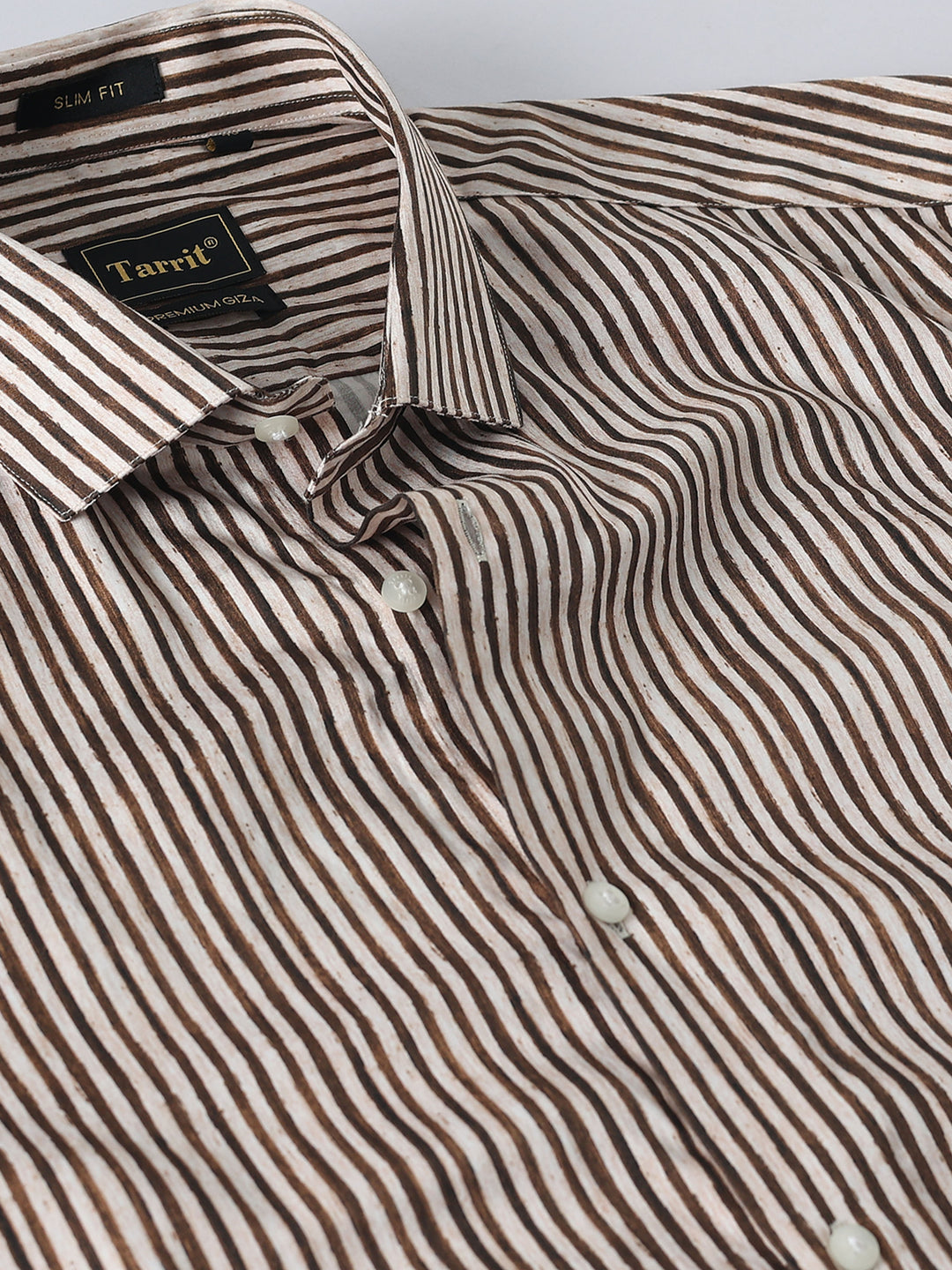 Brown vertical Stripes Giza Shirt