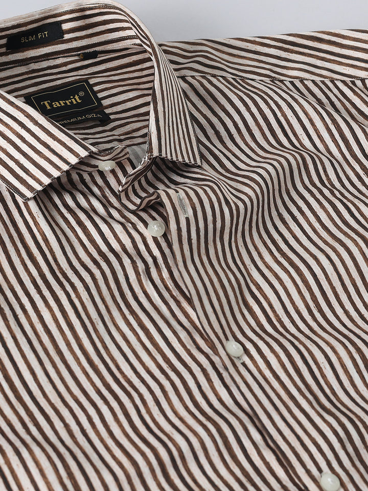 Brown vertical Stripes Giza Shirt