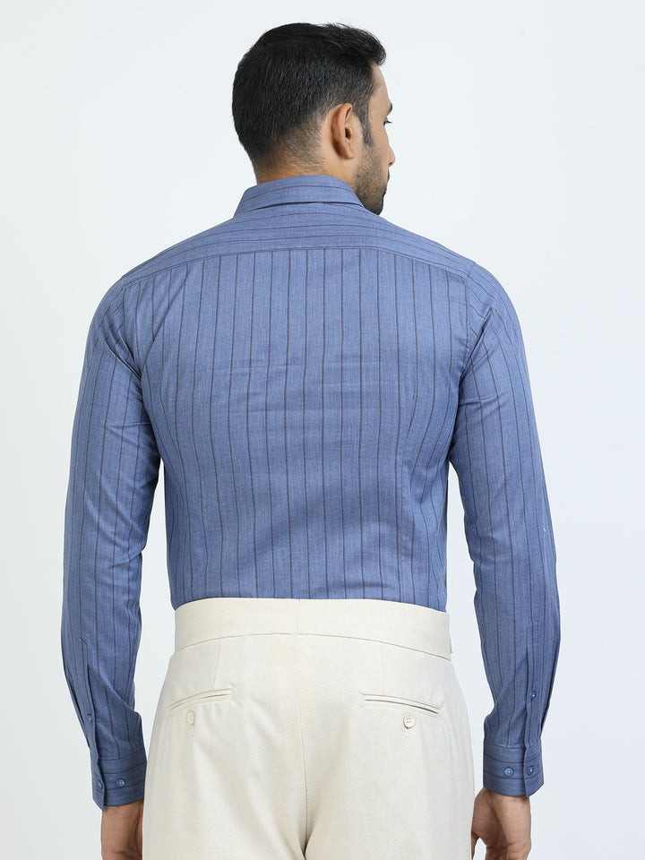 Blue & Black Vertical Stripes Shirt