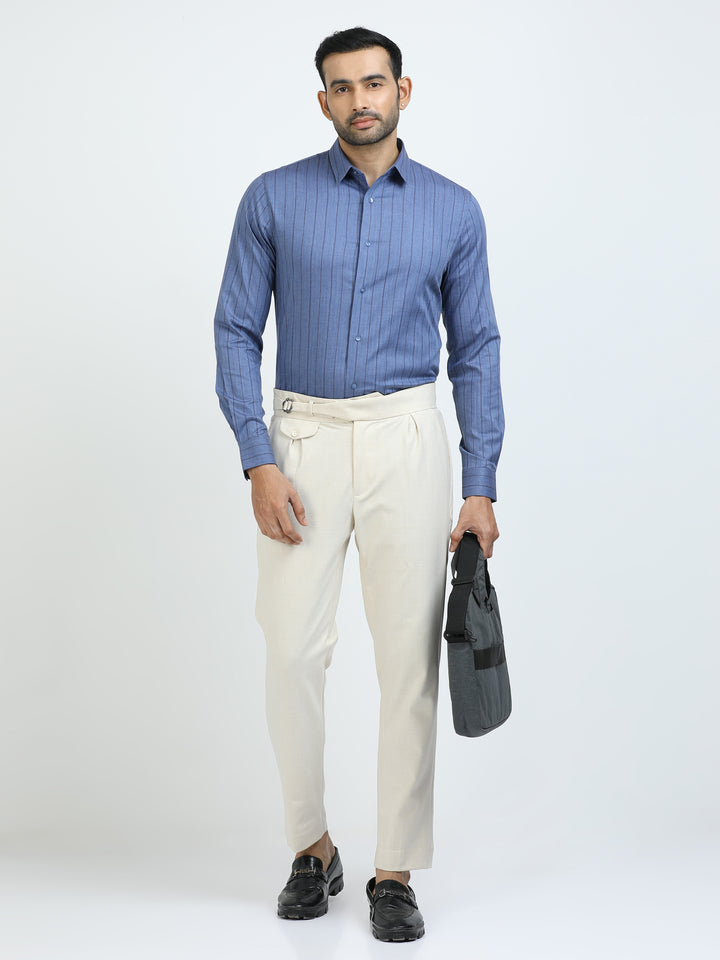 Blue & Black Vertical Stripes Shirt