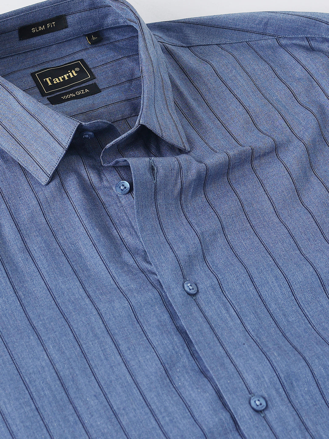 Blue & Black Vertical Stripes Shirt
