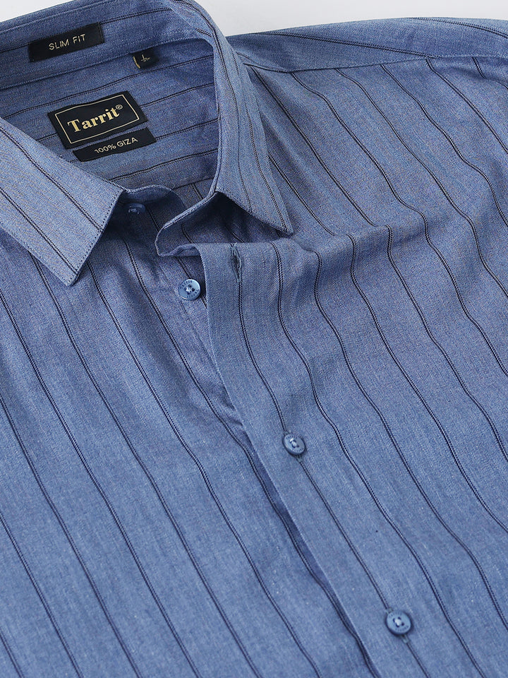 Blue & Black Vertical Stripes Shirt