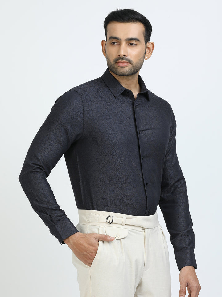 Blue Jacquard Giza Shirt