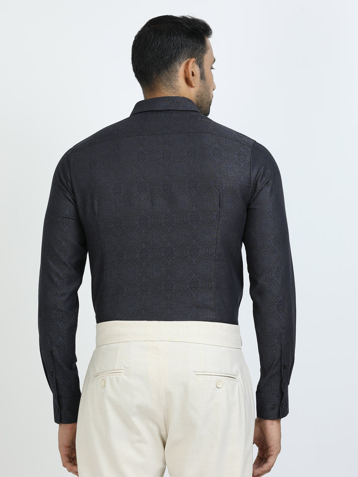 Blue Jacquard Giza Shirt