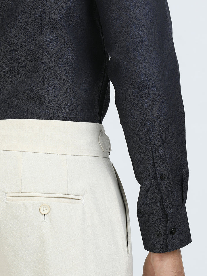 Blue Jacquard Giza Shirt