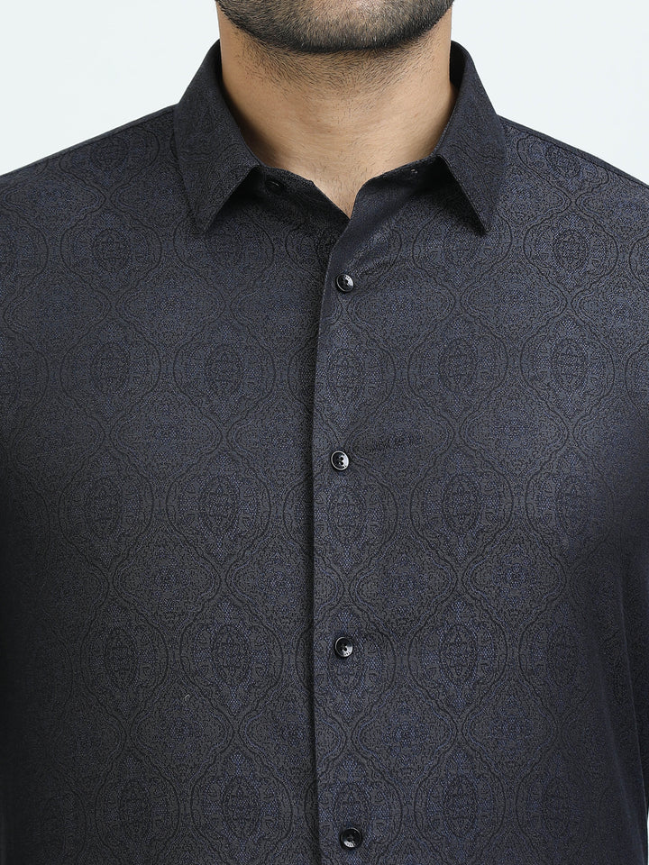 Blue Jacquard Giza Shirt