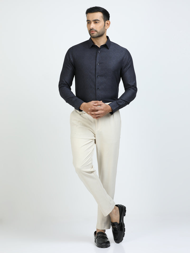 Blue Jacquard Giza Shirt