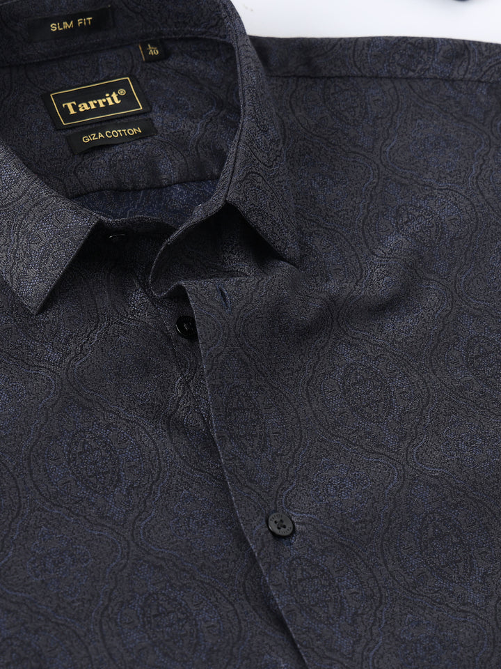 Blue Jacquard Giza Shirt