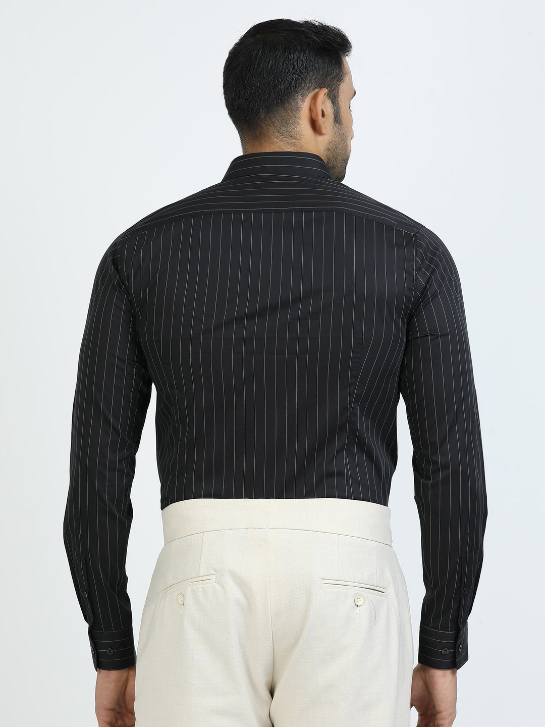 Black Vertical Stripes Giza Shirt