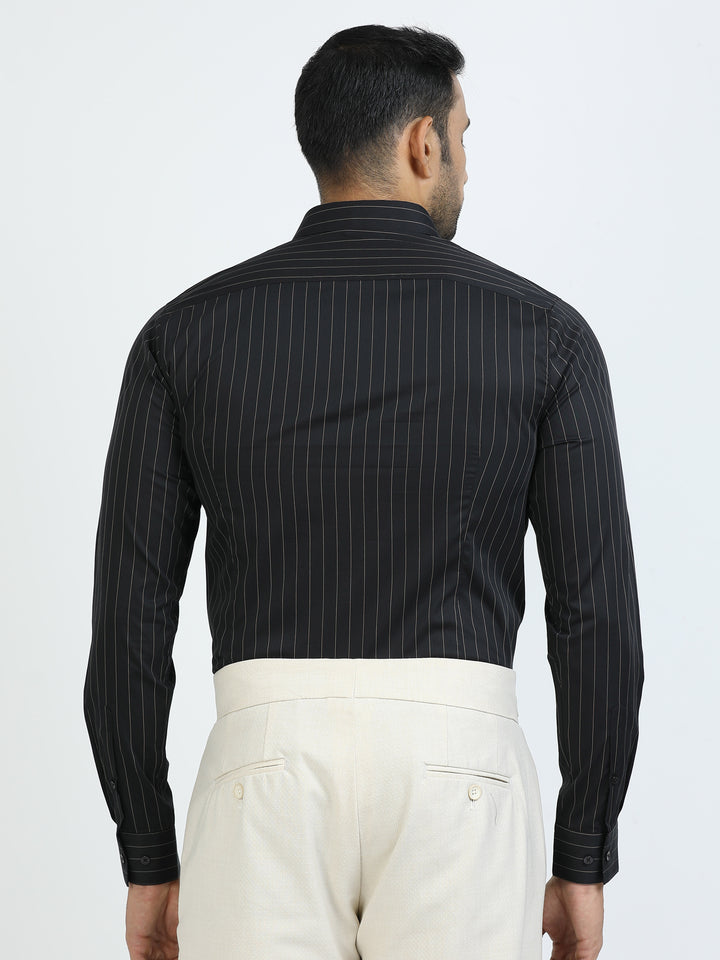 Black Vertical Stripes Giza Shirt
