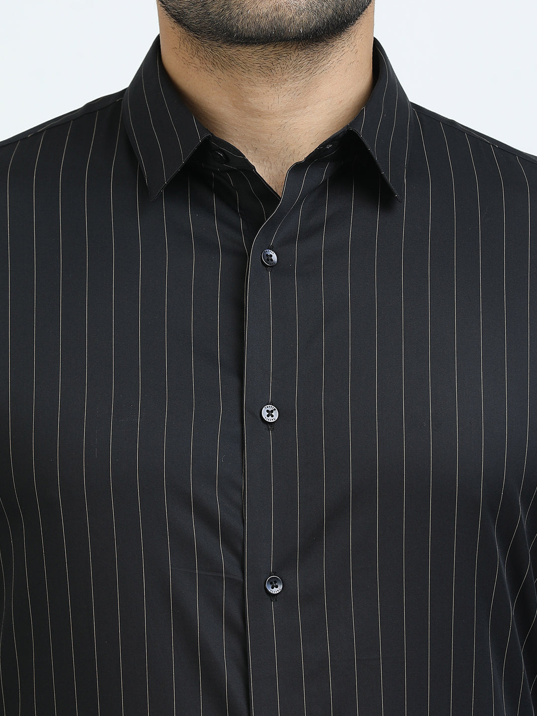 Black Vertical Stripes Giza Shirt