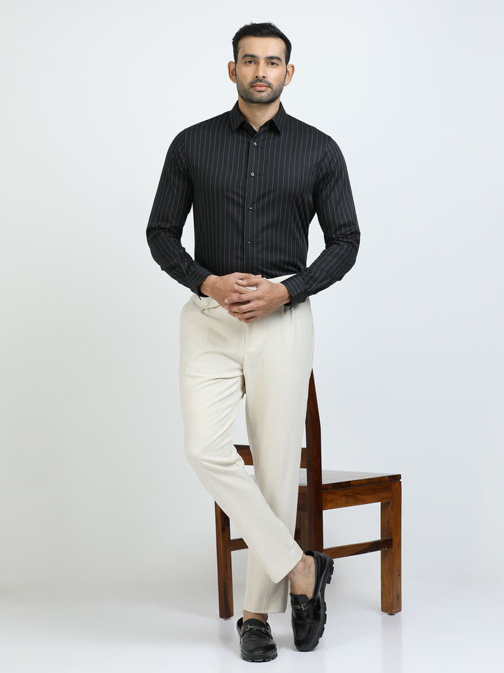 Black Vertical Stripes Giza Shirt