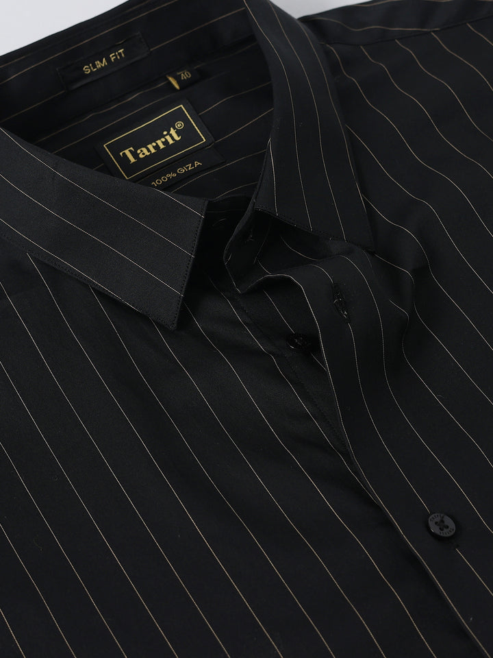 Black Vertical Stripes Giza Shirt
