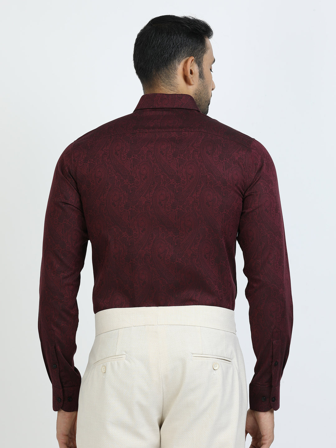 Maroon Jacquard Giza cotton Shirt