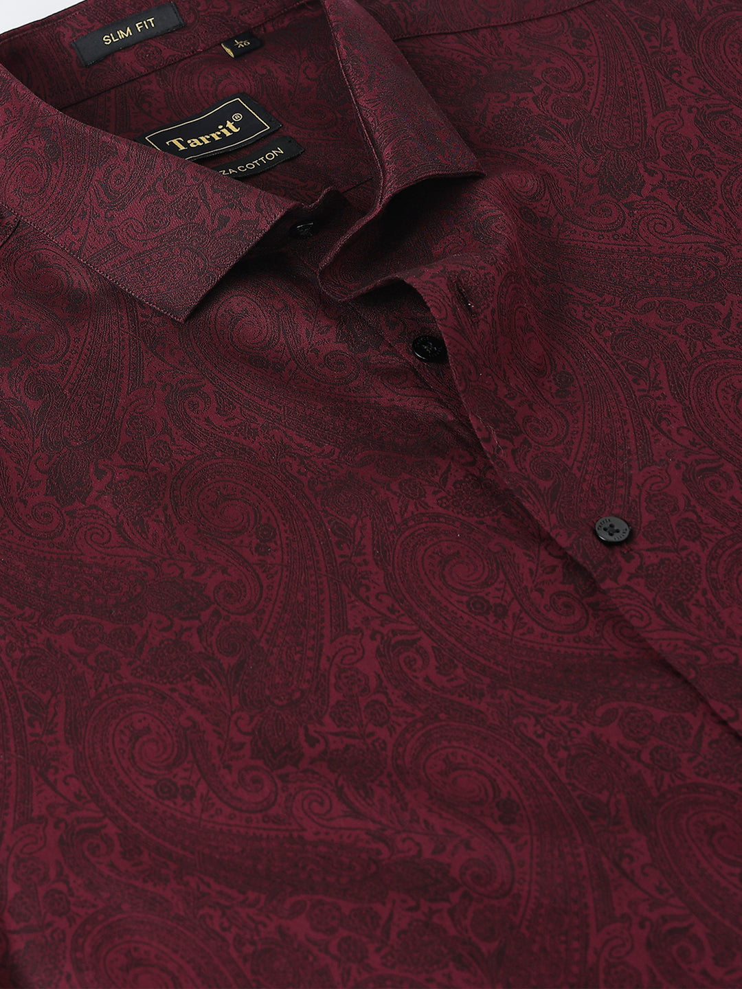 Maroon Jacquard Giza cotton Shirt