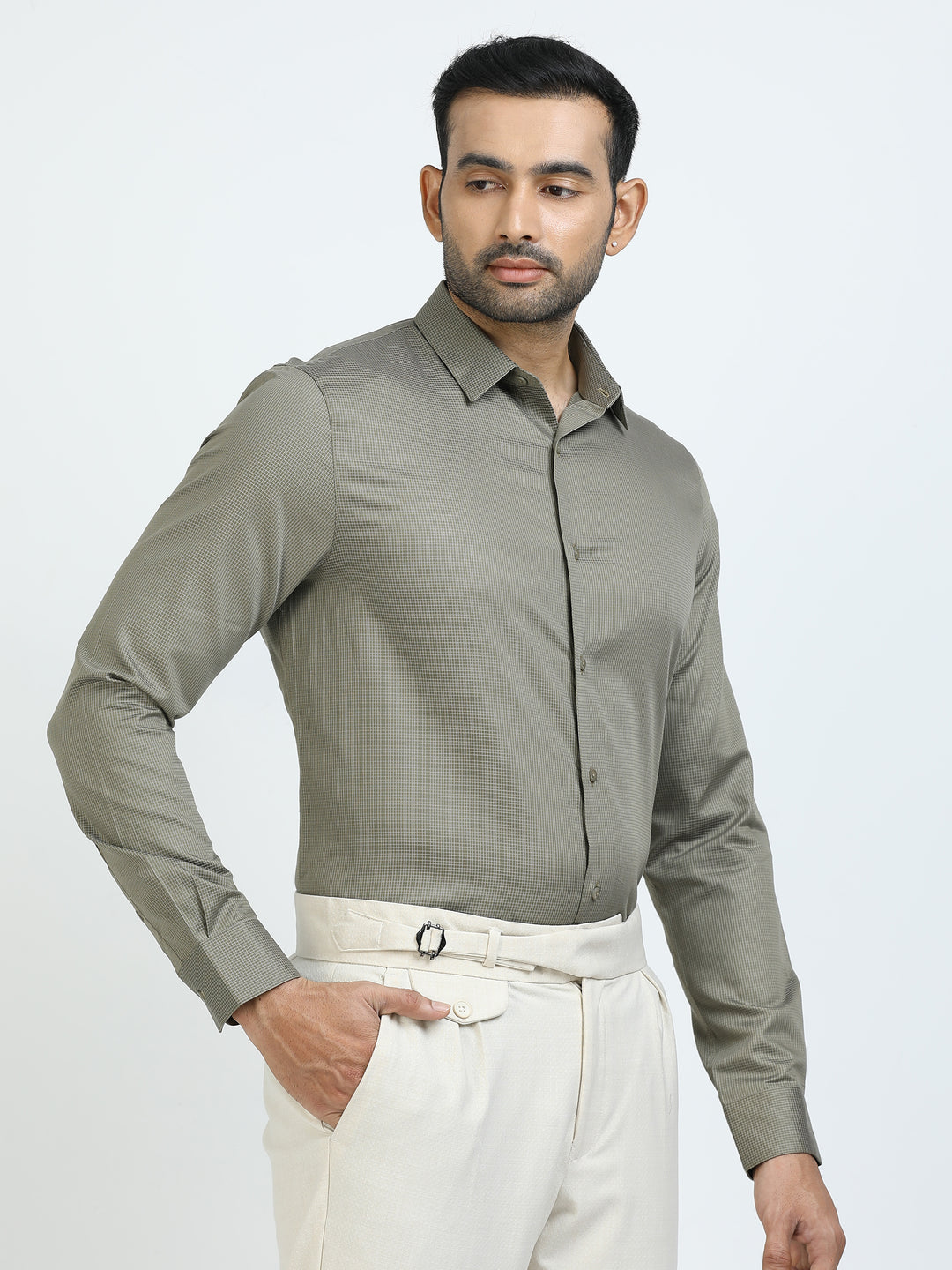 Green Checked Giza Shirt